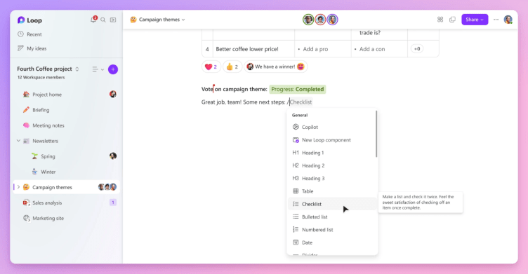 screenshot of microsoft Looop