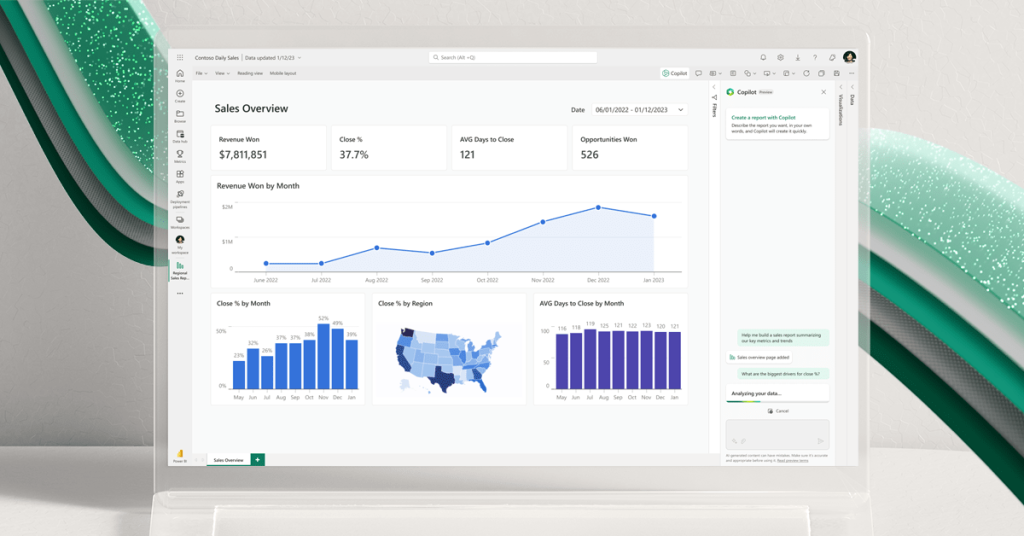 CoPilot for Power Bi displayed in graph