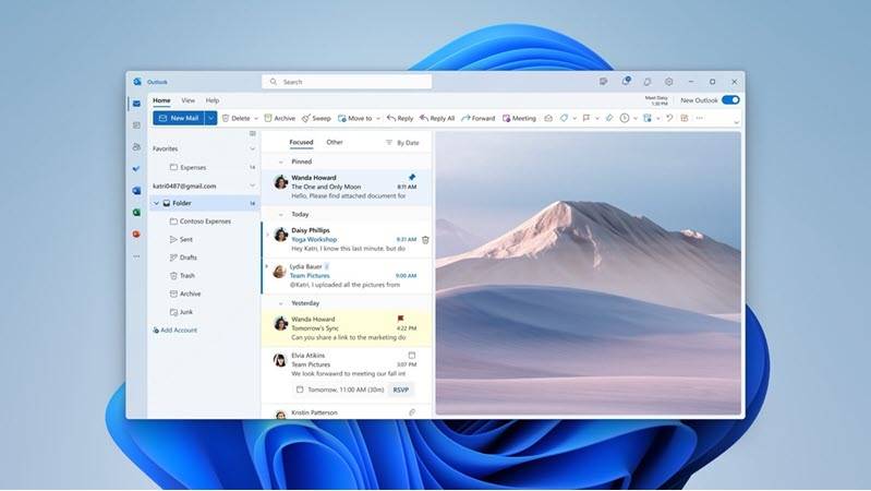 Outlook New 2023 mail view