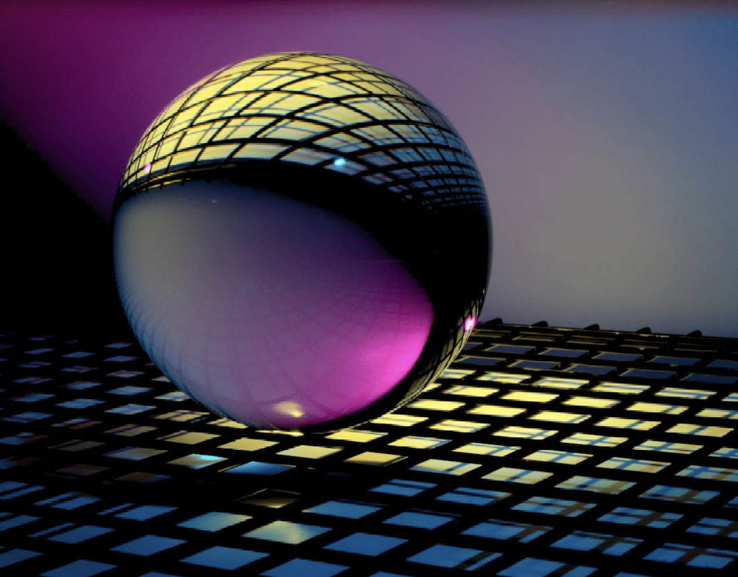 illustration of reflective bubble over keyboard